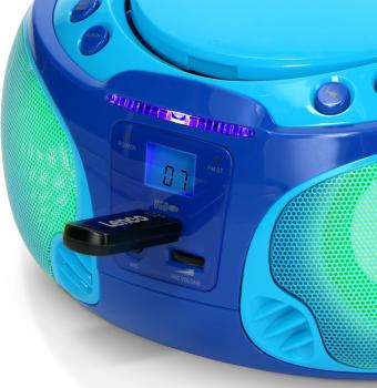 Lenco SCD-650 BU tragbares CD-Radio Kinder-Boombox USB & Mikrofon 6 Watt Boombox