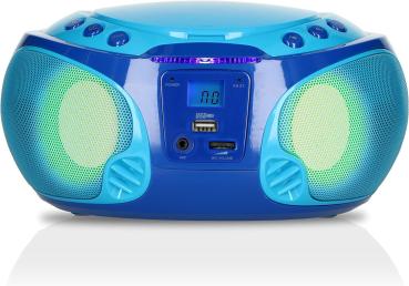 Lenco SCD-650 BU tragbares CD-Radio Kinder-Boombox USB & Mikrofon 6 Watt Boombox