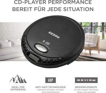 ION CD Go Bluetooth Portable CD Player Discman Diktiergerät inkl. Kopfhörer