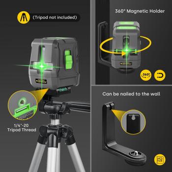 Enventor Kreuzlinienlaser 25M Laser Selbstnivellierender Linienlaser in Grau