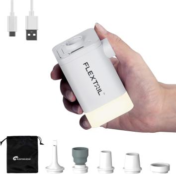 FLEXTAILGEAR Elektrische Luftpumpe MP2Plus Mini Luftpumpe mit Akku in Weiß