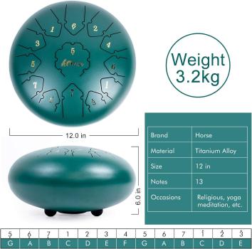Zungentrommel 13 Noten in C-Dur 12 Zoll Steel Tongue Drum Ätherische Trommel