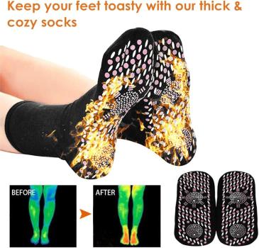 Beheizbare Socken 4er Selbsterwärmende Socken Fußwärmer Heizsocken, Magnetsocken
