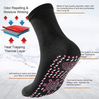 Beheizbare Socken 4er Selbsterwärmende Socken Fußwärmer Heizsocken, Magnetsocken