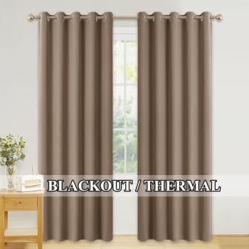 Verdunklungsvorhänge Ösenvorhang Set 228 x 167cm Cappuccino Gardinen Wohnzimmer
