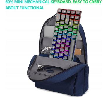 PC Computer Tastatur Gaming 68 Tasten Blauer Schalter 60% Mini in Schwarz
