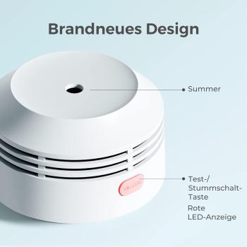 Rauchmelder 3er Set, AEGISLINK 10-Jahres Batterie Mini Feuermelder S240 in Weiß