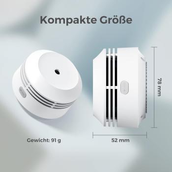 Rauchmelder 3er Set, AEGISLINK 10-Jahres Batterie Mini Feuermelder S240 in Weiß