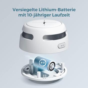 Rauchmelder 3er Set, AEGISLINK 10-Jahres Batterie Mini Feuermelder S500 in Weiß
