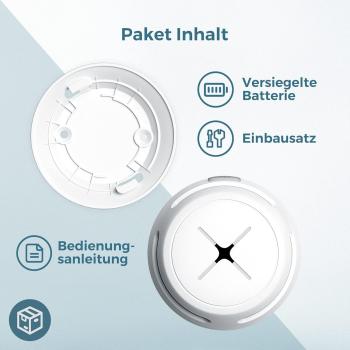 Rauchmelder 3er Set, AEGISLINK 10-Jahres Batterie Mini Feuermelder S500 in Weiß