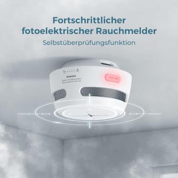 Rauchmelder 3er Set, AEGISLINK 10-Jahres Batterie Mini Feuermelder S500 in Weiß