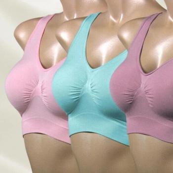 Ahh Bra 3er Set - Größe: L - Rosa, Türkis, Flieder Damen BH bei 30° Waschbar
