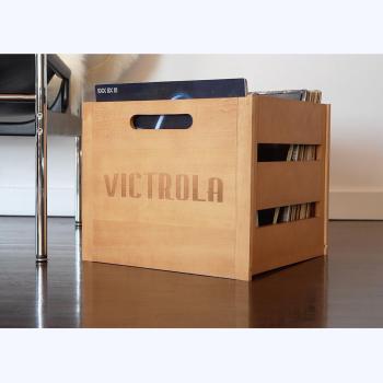 Victrola Holzkiste – Tischalbumhalter und Organizer für alle Schallplatten Braun