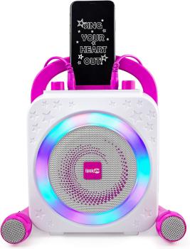 RockJam Party Karaoke-Maschine mit Bluetooth Karaoke-Anlagen LED in Weiß