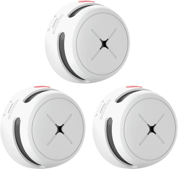 Rauchmelder 3er Set, AEGISLINK 10-Jahres Batterie Mini Feuermelder S500 in Weiß