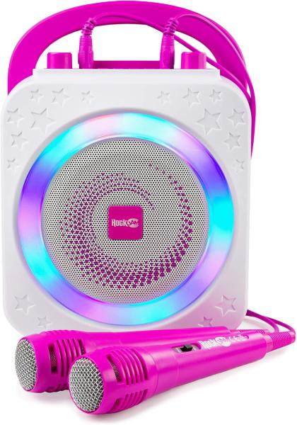 RockJam Party Karaoke-Maschine mit Bluetooth Karaoke-Anlagen LED in Weiß