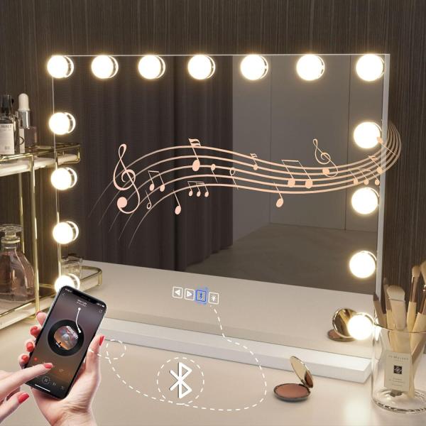 Bluetooth Hollywood Schminkspiegel mit 15 Lichter Touchscreen Badezimmer Spiegel