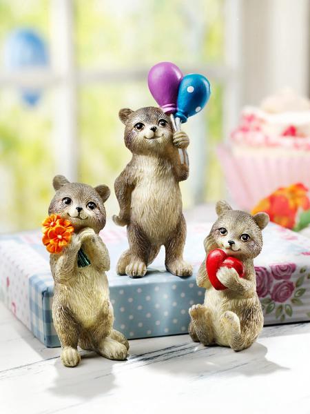 Geschenk-Figuren "Waschbären" 3er-Set