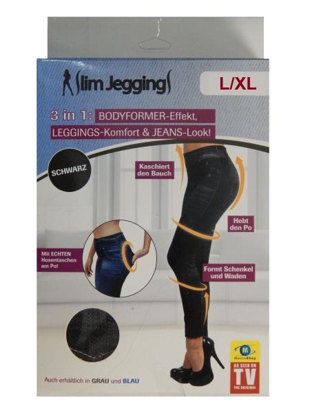 Slim Jeggings (Größe=L/XL) 40-44 Damen Jeans Jeansoptik Stretch Leggings Schwarz