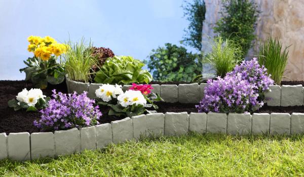 Beetbegrenzung in Stein-Optik 10 Stk.  Beetabgrenzung "Steine" Optik Garten Deko