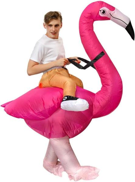Aufblasbares Kostüm Flamingo Ausgefallenes Fasching Auflbaskostüm für Erwachsene