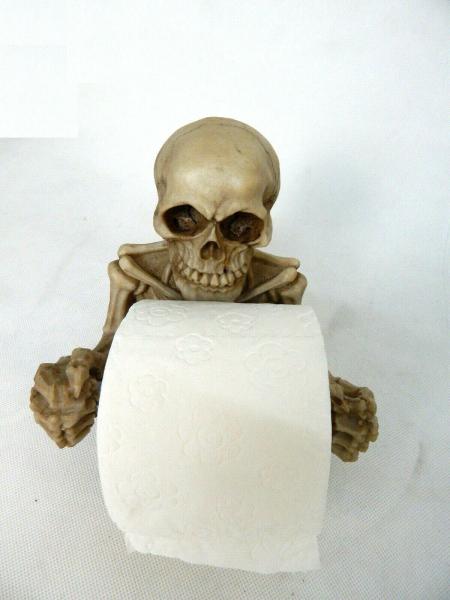 Toilettenpapierhalter Totenkopf Klopapierhalter WC Klorollenhalter Skelett Deko