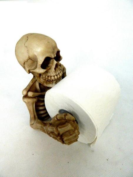 Toilettenpapierhalter Totenkopf Klopapierhalter WC Klorollenhalter Skelett Deko