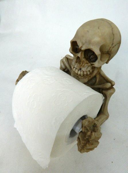 Toilettenpapierhalter Totenkopf Klopapierhalter WC Klorollenhalter Skelett Deko
