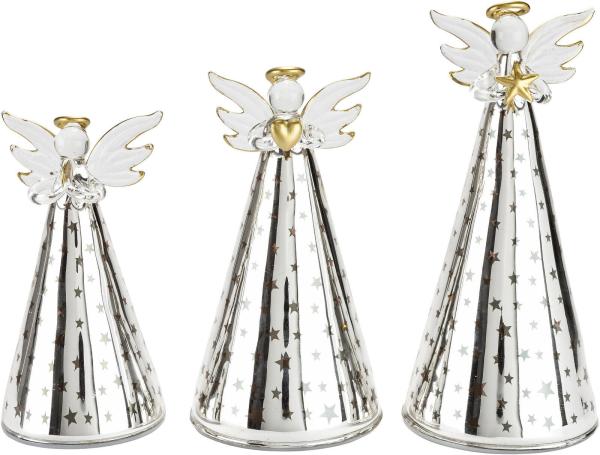 LED-Engel "Sternenmeer" 3er-Set aus Glas Deko Weihnachtsdeko Advent Dekoration