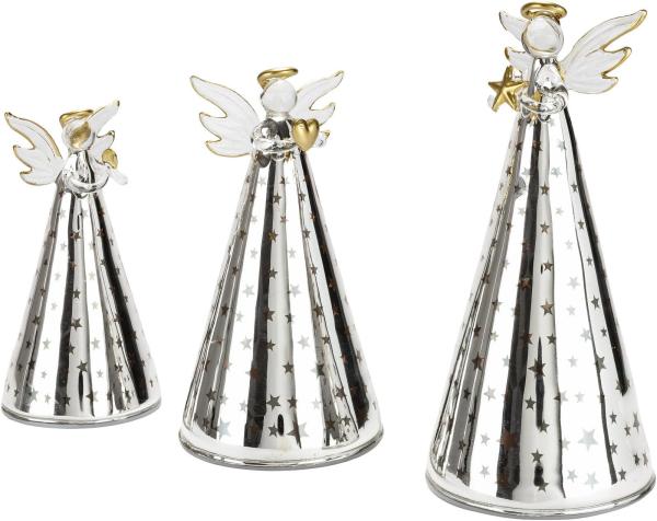 LED-Engel "Sternenmeer" 3er-Set aus Glas Deko Weihnachtsdeko Advent Dekoration