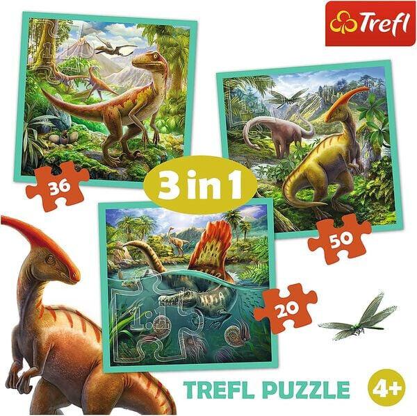 3 in 1 Puzzle - Dinosaurier (Kinderpuzzle) Kinder Puzzle 50 teilig Spielzeug