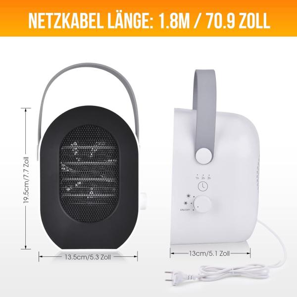 Heizlüfter Energiesparend Kleine Heizung 1200W/600W Heizung Elektrisch Heizen