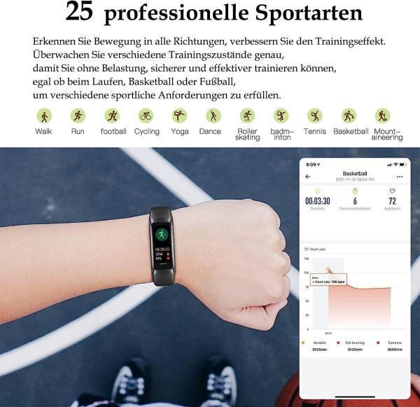 BingoFit FT805HR Fitnessuhr Armbanduhr Aktivitätstracker Fitness Uhr