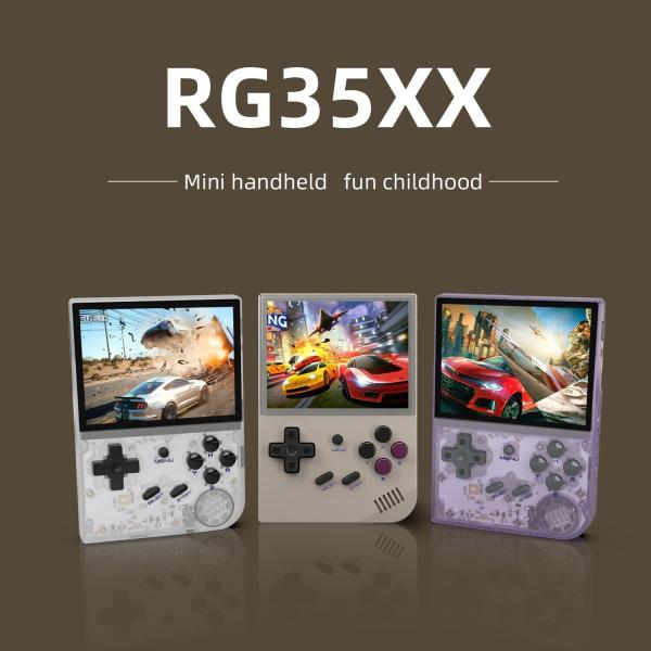 RG35XX Handheld-Spielekonsole, 3,5-Zoll 5470 Spiele Videospielkonsolen 64GB Lila