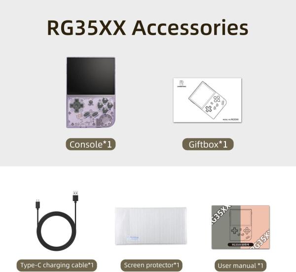 RG35XX Handheld-Spielekonsole, 3,5-Zoll 5470 Spiele Videospielkonsolen 64GB Lila