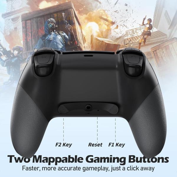 CHEREEKI Controller für PS4, Bluetooth-Controller mit 2 Programmierbaren Tasten