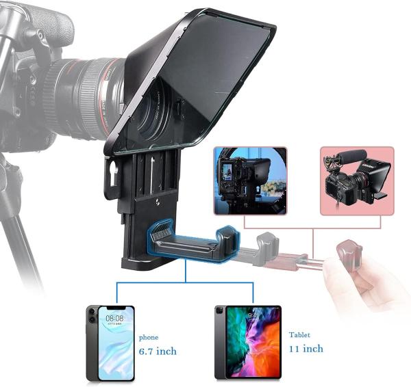 Desview T3 Teleprompter mit Fernbedienung für Smartphone-Tablet, Objektivadapter