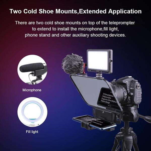 Desview T3 Teleprompter mit Fernbedienung für Smartphone-Tablet, Objektivadapter