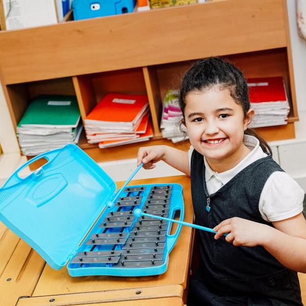 A-Star 25-Noten-Sopran-Chromatisches Glockenspiel-Xylophon im blauen Gehäuse