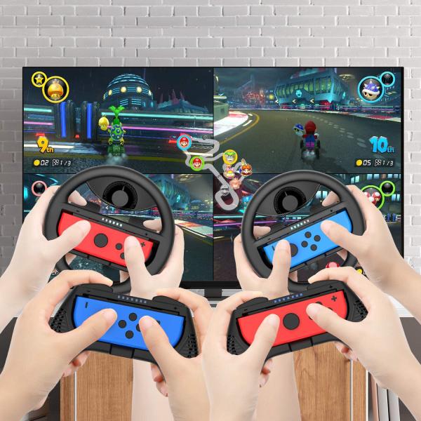 COODIO Switch Lenkrad und Griff, Switch Rennlenkrad, Joy-Con Griff Hülle Schwarz