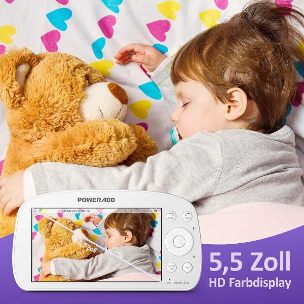 Babyphone mit Kamera 5,5 Zoll Video Baby Monitor 720P HD Farbdisplay, VOX Modus