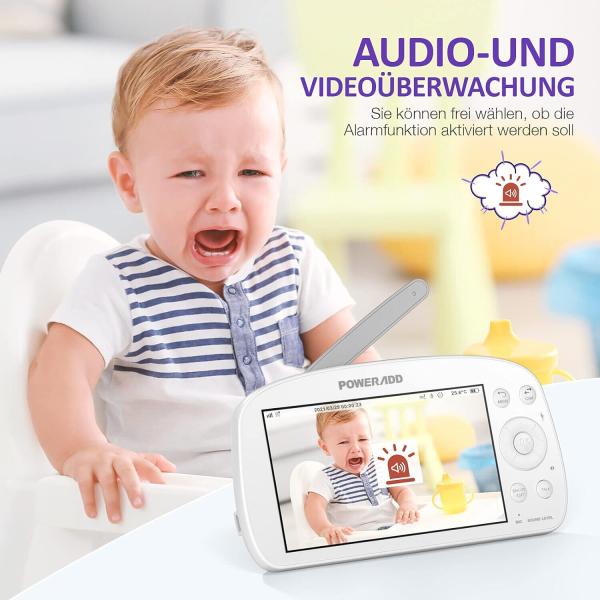 Babyphone mit Kamera 5,5 Zoll Video Baby Monitor 720P HD Farbdisplay, VOX Modus
