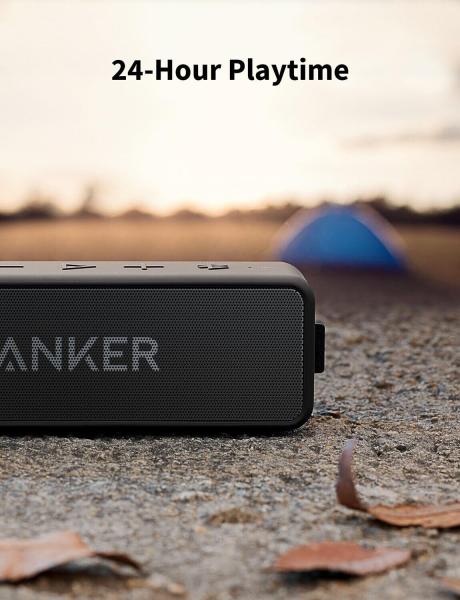 Anker SoundCore 2 Bluetooth Lautsprecher, Dualen Bass-Treibern, 24h Akku, IPX7
