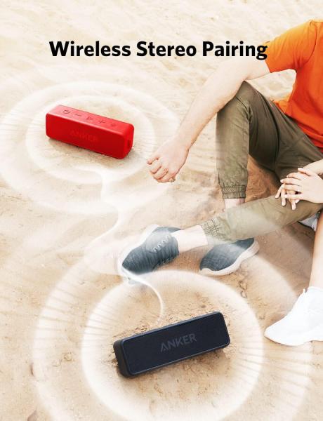 Anker SoundCore 2 Bluetooth Lautsprecher, Dualen Bass-Treibern, 24h Akku, IPX7