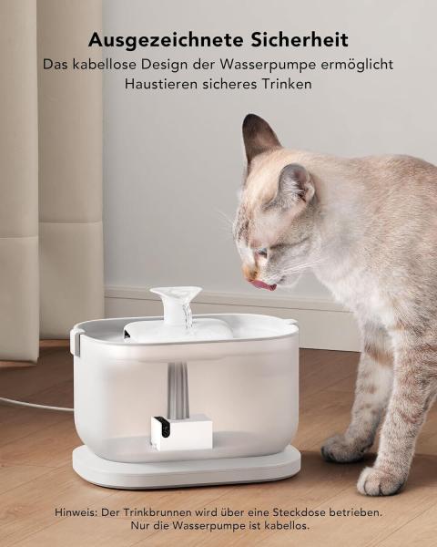 Trinkbrunnen für Katze Haustiere Kabellos mit Bewegungsmelder, 2,5L Dockstream
