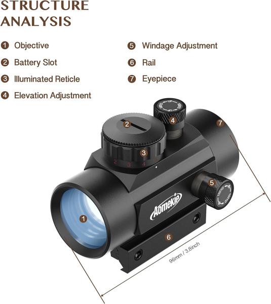 Softair Red Dot Visier für 20mm/22mm Schiene Leuchtpunktvisier Rotpunktvisier
