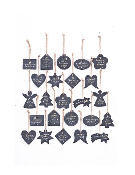Adventskalender "Tanne" mit 24 Schiefer-Anhängern