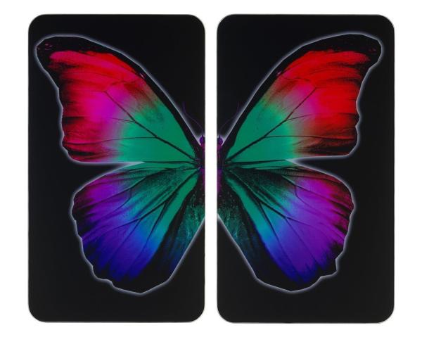 Wenko Glasabdeckplatte Universal Butterfly by Night 2er Set, für alle Herdarten
