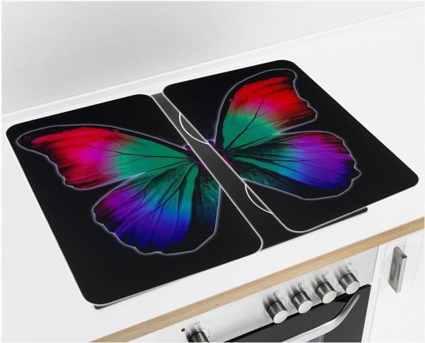 Wenko Glasabdeckplatte Universal Butterfly by Night 2er Set, für alle Herdarten