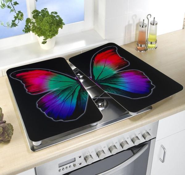 Wenko Glasabdeckplatte Universal Butterfly by Night 2er Set, für alle Herdarten